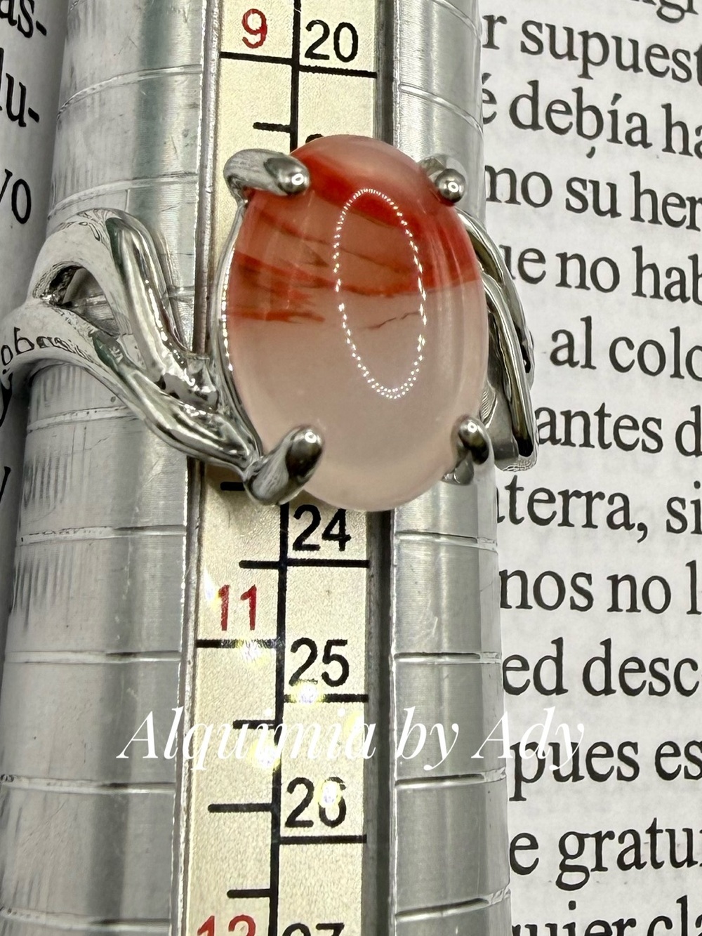 Peach-Orange Cabochon agate Ring